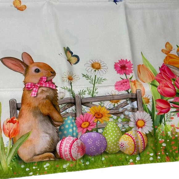 Easter Dining Tablecloth Spring Bunny Tulip Garden Egg Basket Butterflies Decor - Picture 8 of 12